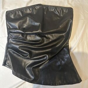 Asymmetrical faux leather tube top blouse